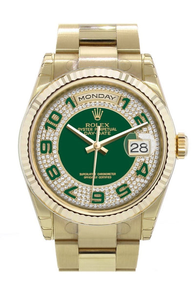 ROLEX 118238 Day-Date 36 Green Dial Yellow Gold Watch 