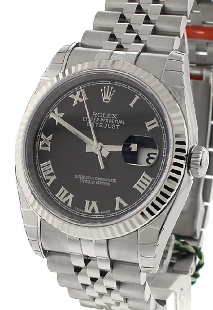 Rolex Datejust 36 Roman Numeral Black Dial Watch 116234-0146