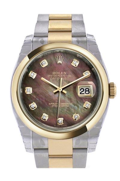 Rolex 116203 Datejust 36 Black Diamond Dial Gold Jubilee WatchGuyNYC