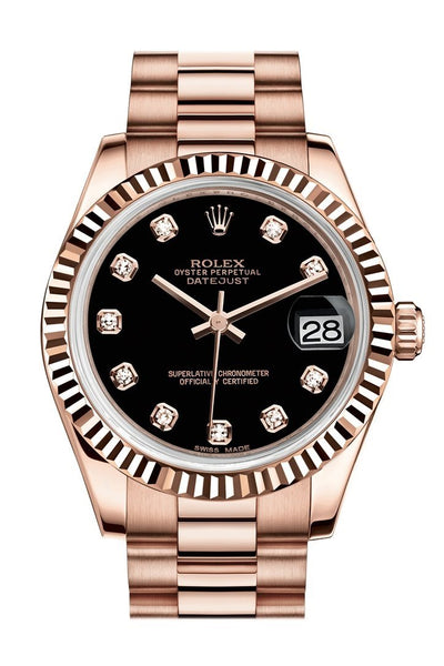 Rolex Datejust 31 Black Diamond Dial Fluted Bezel WatchGuyNYC