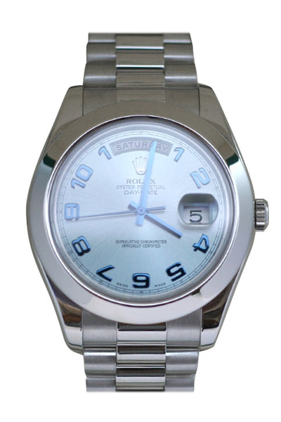 Rolex Day Date II 41 Ice Blue Arab Dial Platinum President Automatic Men's  Watch 218206