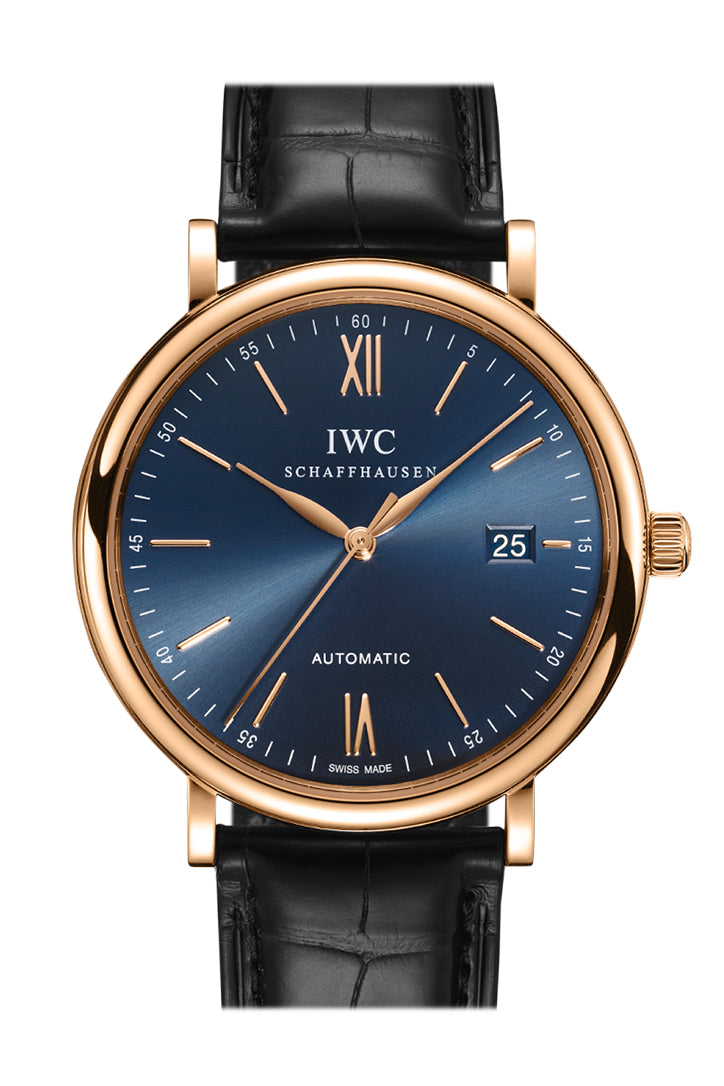 IWC Portofino on Strap 40 Blue Dial Rose gold Watch IW356522