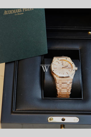 Audemars Piguet Royal Oak Frosted Pink Gold Dial Ladies Rose Gold Watch 15454OR.GG.1259OR.03