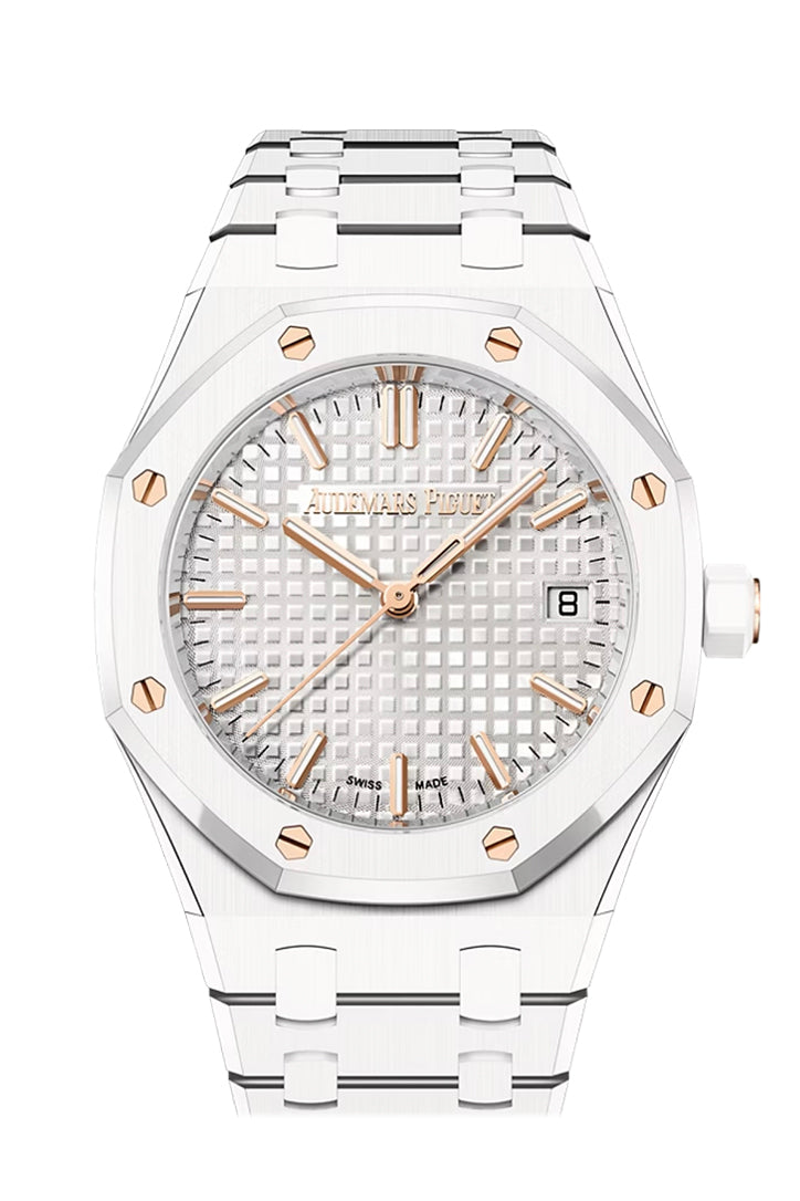 Audemars Piguet Royal Oak 34 Dial Grande Tapisserie White Ceramic 77350CB.OO.1266CB.01