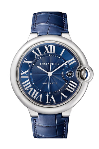 Cartier Ballon Bleu de Cartier Watch - 42 mm Steel Case - Blue Dial - Blue Leather Strap WSBB0027