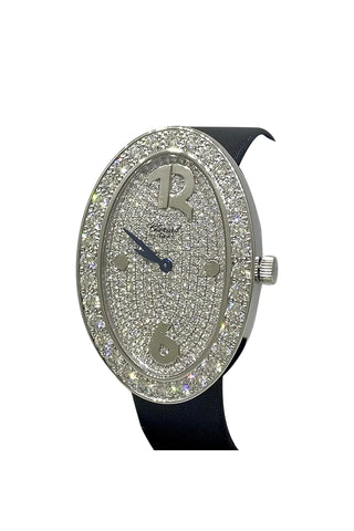 Chopard Oval 39.2 Diamond Pave Dial Bezel White Gold 136929-1001