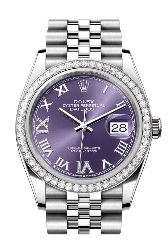 Rolex Datejust 36 Aubergine Diamond Dial Bezel Jubilee Watch 126284Rbr 126284Rbr-0013