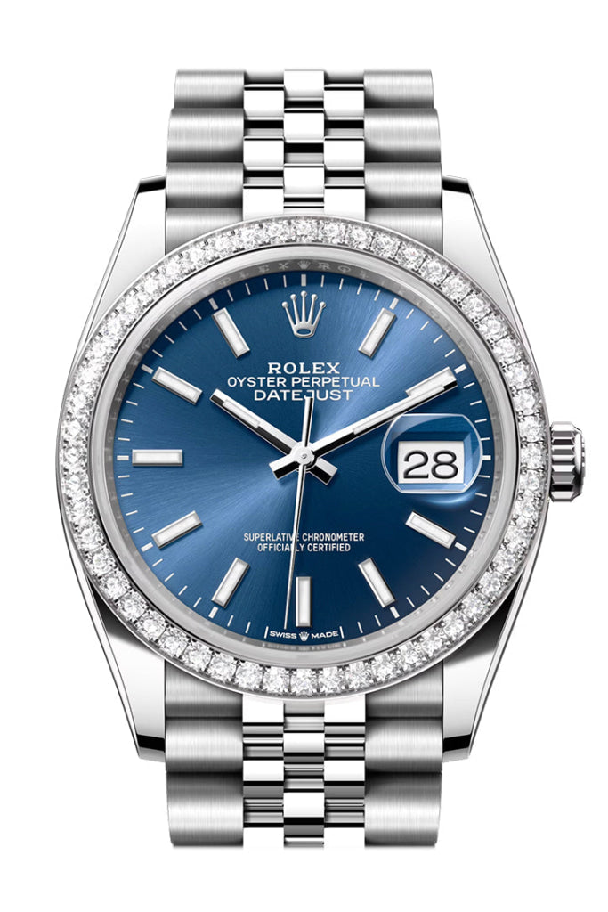 Rolex Datejust 36 Blue Dial Diamond Bezel Jubilee Watch 126284Rbr 126284Rbr-0009