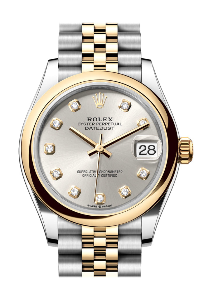 Rolex Datejust 31 Silver Roman Diamond On 6 Dial Yellow Gold Steel Jubilee Ladies Watch 278243