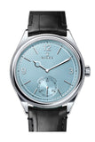 Rolex 1908 Blue Guilloche Rice Grain Motif Dial Divided Bezel Platinum Matt Black Alligator Leather  Bracelet 52506