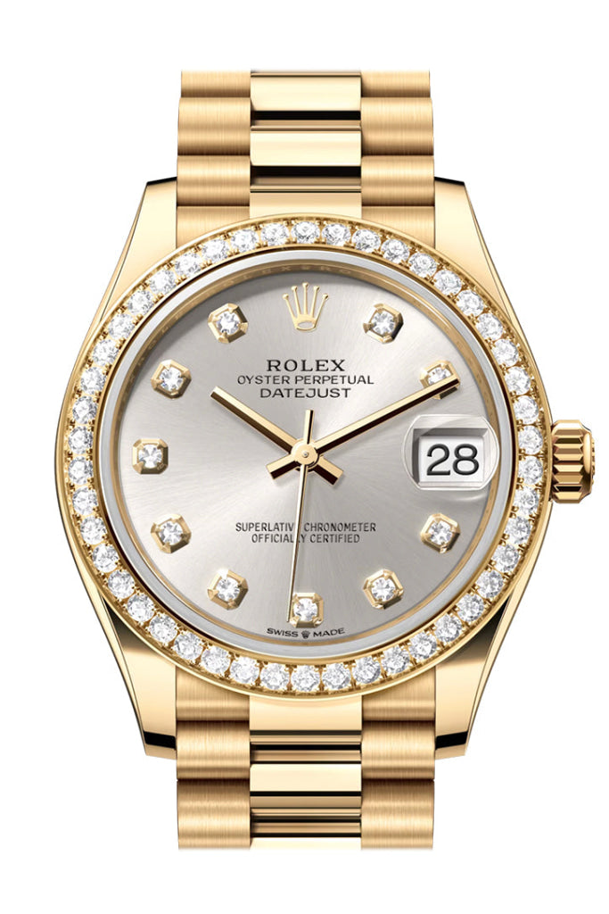 Rolex Datejust 31 Silver Diamond Dial Bezel Yellow Gold Ladies Watch 278288Rbr 278288Rbr-0028