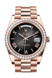 Rolex Day Date 40 Slate Ombre Dial Diamond Bezel Rose Gold President Bracelet 228345RBR