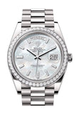 Rolex Day Date 40 White MOP Diamond Dial Diamond Bezel White Gold President Bracelet 228349RBR