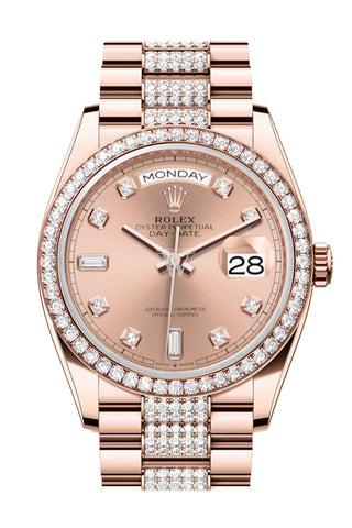 Rolex Day-Date 36 Rosé Colour Dial Diamond Bezel 18K Everose Gold President Watch 128345Rbr