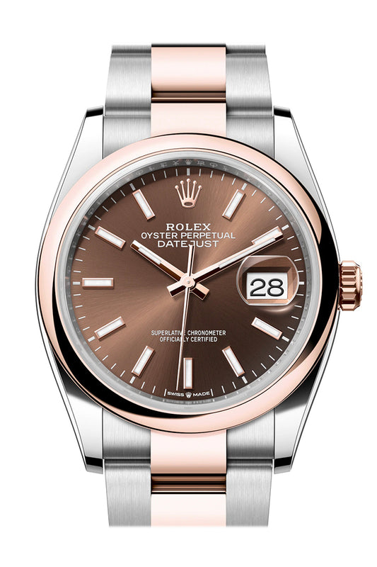 Rolex Datejust 36 Chocolate Dial Rose Gold Two Tone Oyster Watch 