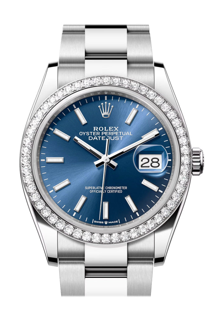 Rolex Datejust 36 Blue Dial Diamond Bezel Watch 126284Rbr 126284Rbr-0010