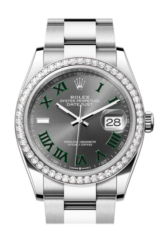 Rolex Datejust 36 Grey Green Diamond Dial Bezel Watch 126284Rbr 126284Rbr-0038