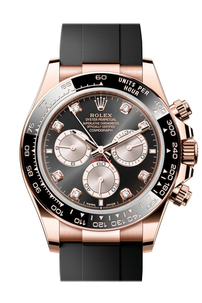 Rolex Daytona 40 Black And Sundust Diamond Dial Rose Gold Mens Watch 126515Ln