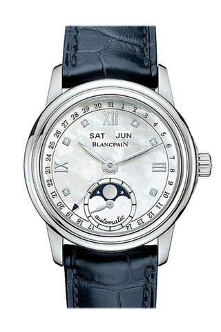 Blancpain Leman Automatic White Mother Of Pearl Dial Ladies Watch 2360-1191A-55B