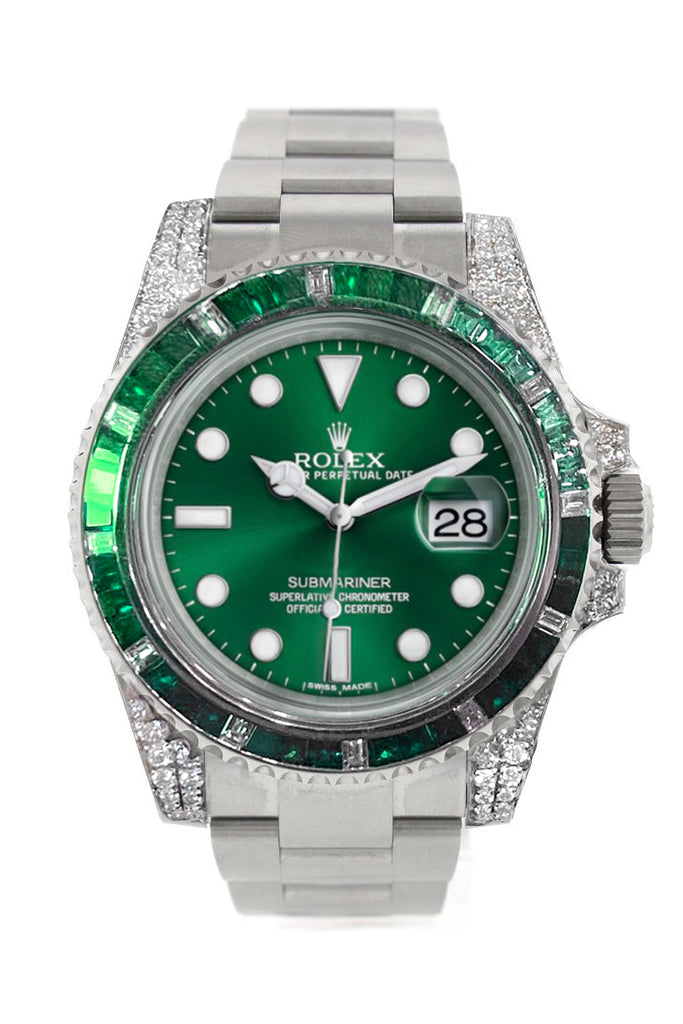 Custom Diamond Set Rolex Submariner Date Hulk Green Dial