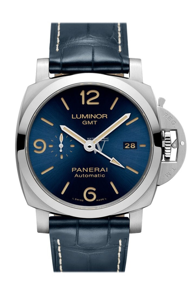 Panerai Luminor 1950 3 Days GMT Automatic Acciaio Blue PAM01033 WatchGuyNYC New York