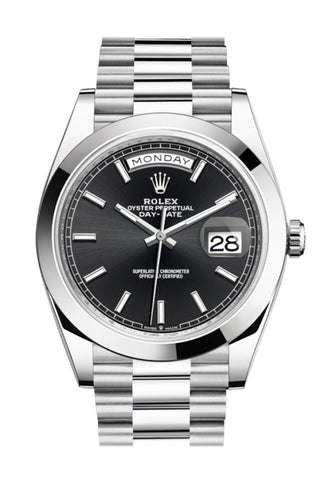 Rolex Day-Date 40 Black Dial Dome Bezel Platinum President Automatic Men’s Watch 228206 Dc