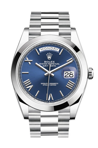 Rolex Day-Date 40 Blue Roman Dial Dome Bezel Platinum President Automatic Men’s Watch 228206 Dc