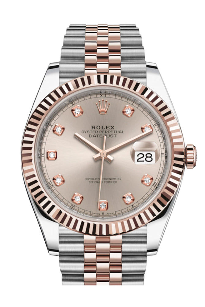 Rose Gold Two Tone tagged rolex datejust 41mm WatchGuyNYC