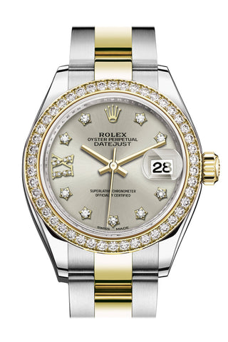 Rolex Datejust 28 Silver Diamond Star Dial Bezel Yellow Gold Ladies Watch 279383Rbr 279383