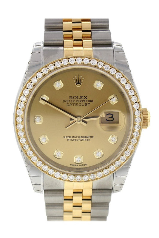 Rolex 116233 Datejust 36 Silver 10 Diamonds 18k Gold WatchGuyNYC New York