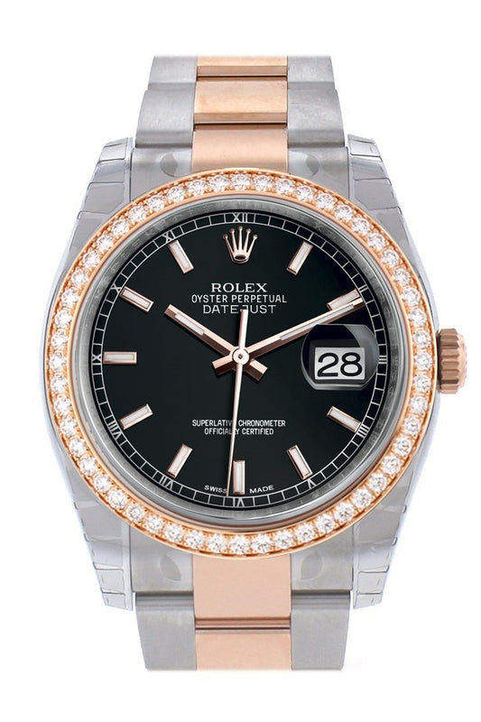 Rolex 116203 Datejust 36 Black Diamond Dial Gold Jubilee WatchGuyNYC