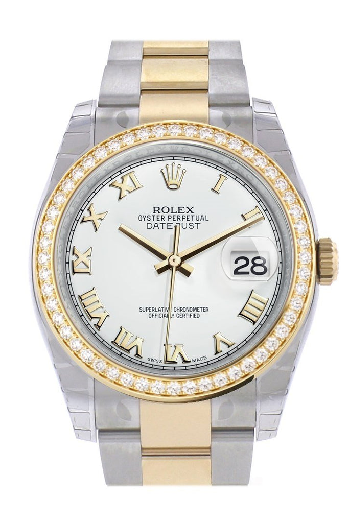 Rolex 116233 Datejust 36 Silver 10 Diamonds 18k Gold WatchGuyNYC