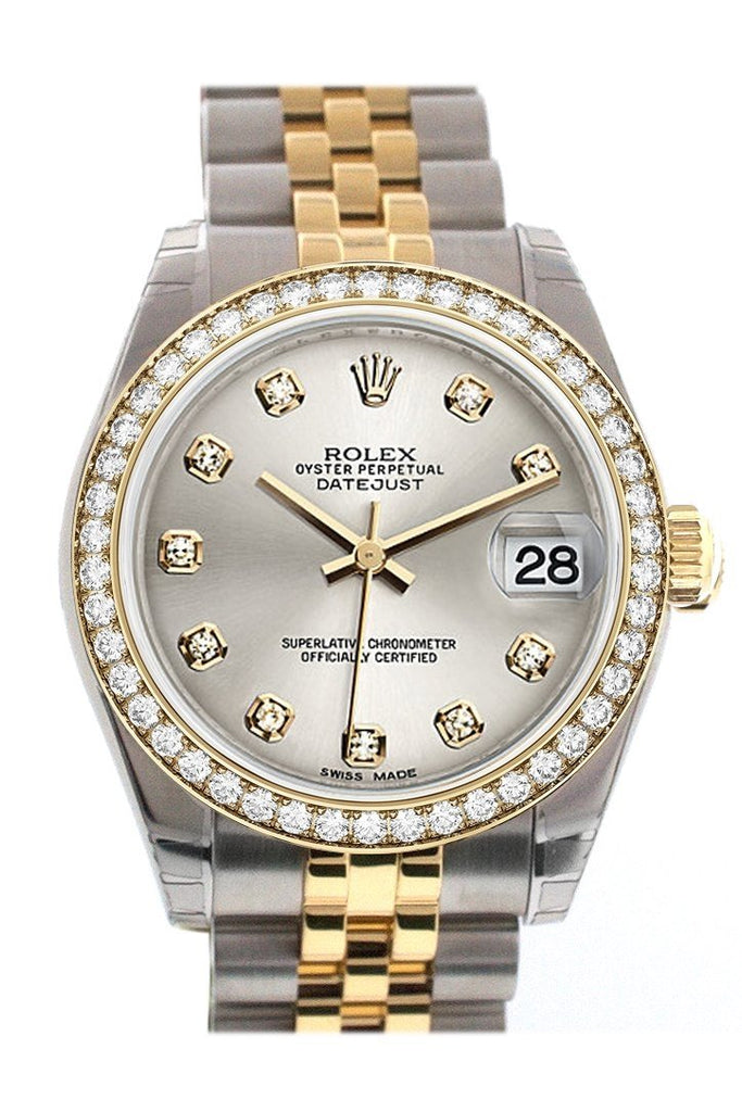 Ladies Stainless Steel Rolex DateJust with Diamonds