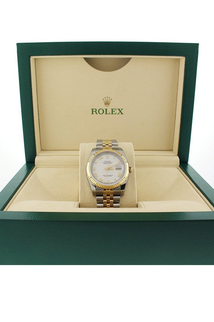 Rolex 116233 Datejust 36 Silver 10 Diamonds 18k Gold WatchGuyNYC