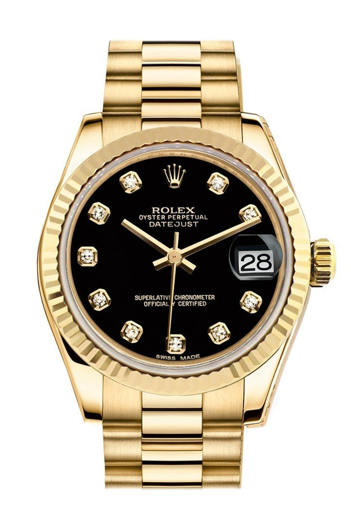 ROLEX Oyster Perpetual Datejust 18K Yellow Gold Chronometer Watch