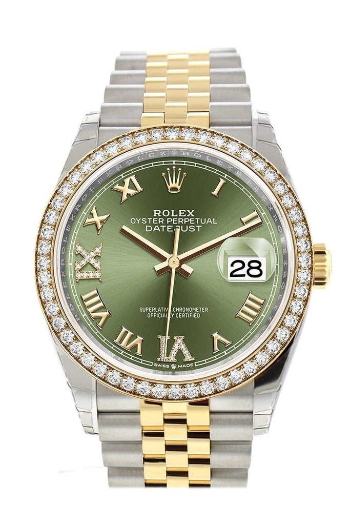 Rolex Datejust 36 Olive green set with diamonds Dial Diamond Bezel