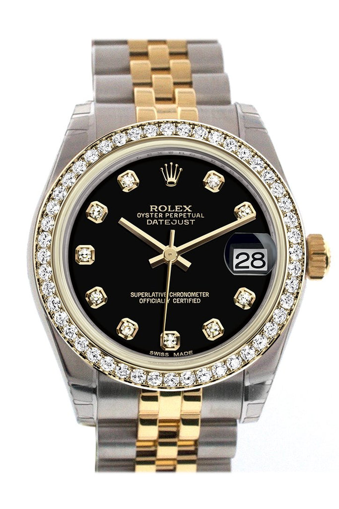 Rolex Datejust Black Diamond Dial Steel Yellow Gold Ladies for