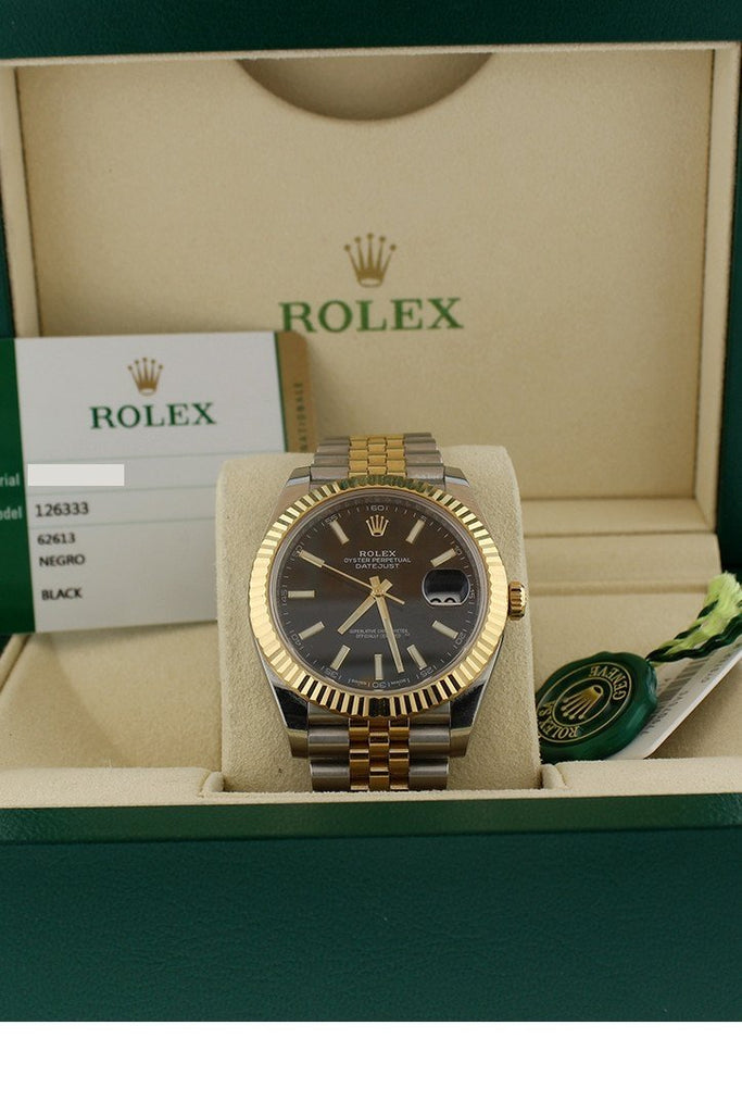 Rolex Datejust 41 Black Dial Steel and 18K Yellow Gold Oyster Men's Watch  12633BKSO 126333BKSO 842047104729 - Watches, Datejust - Jomashop